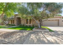 Craftsman style home with stone accents and a landscaped front yard at 819 W Sparrow Pl, Chandler, AZ 85286