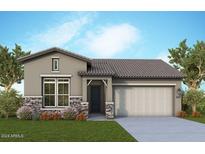 Single-story home with neutral exterior, two-car garage, and landscaping at 32962 N 131St Dr, Peoria, AZ 85383