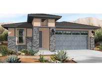 One-story home with gray-blue garage door, stone accents, and desert landscaping at 5724 N 194Th Ave, Litchfield Park, AZ 85340