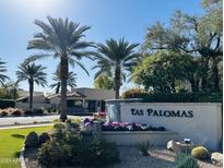 Las Palomas community entrance with fountain and landscaping at 8437 N 84Th Pl, Scottsdale, AZ 85258
