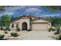 Exterior elevation of a single-story home with a two-car garage and desert landscaping at 1365 E Avenida Ellena Ln, Casa Grande, AZ 85122