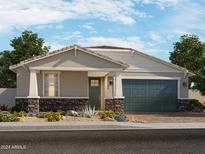 Charming single-story home with a green garage door and stone accents at 4820 N 177Th Dr, Goodyear, AZ 85395