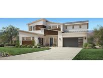 Modern two-story home with a gray garage and landscaped lawn at 35234 N Barley St, San Tan Valley, AZ 85144