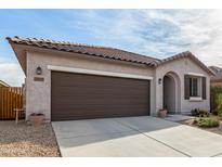 Single-story home with brown garage door and landscaping at 26325 N 131St Dr, Peoria, AZ 85383