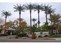 Attractive community entrance with lush landscaping and palm trees at 4343 N 21St St # 203, Phoenix, AZ 85016
