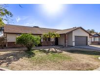 Single-story home with attached garage and well-manicured lawn at 3835 E Grove Ave, Mesa, AZ 85206