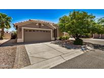 Single-story home with a two-car garage and mature landscaping at 17775 N Lainie Ct, Surprise, AZ 85374