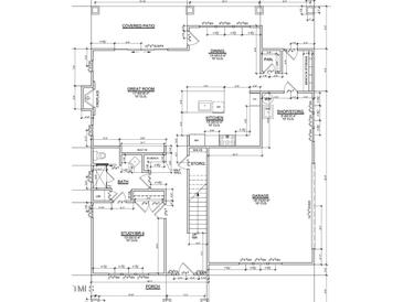 Floor plan showing a spacious layout with multiple bedrooms and a large kitchen at 7427 Guess Rd, Hillsborough, NC 27278