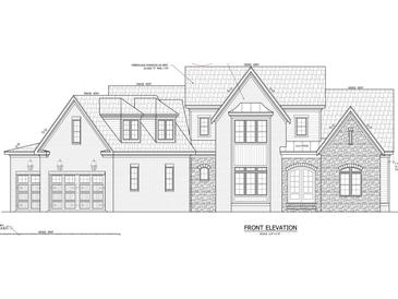 Front elevation of a two-story home with stone and shingle accents at 113 Old Mill Place, Durham, NC 27705