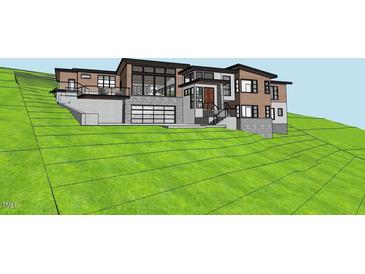 Modern house rendering, showcasing a hillside property with a large garage at 10397 Holt, Chapel Hill, NC 27517