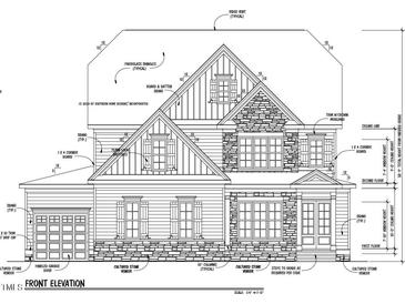 Front elevation plan of a two-story house at , Pittsboro, NC 27312