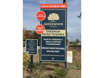 Greenwood Homes: Sheron Road Townes; Earth-friendly semi-custom townhomes. Pricing from the $400s at 1113 Blackthorn Ln, Durham, NC 27703