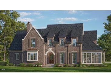 Brick two-story house with a gabled roof, dormers, and landscaping at 401 Marlowe Rd, Raleigh, NC 27609
