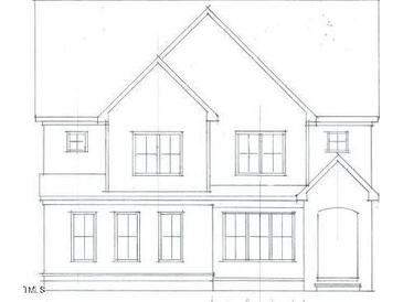 Two story house elevation drawing, showing windows and door placement at 201 Big Bradley Dr, Wendell, NC 27591
