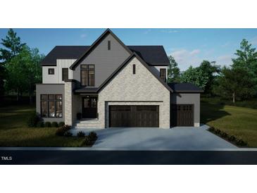 Two-story craftsman style home with gray and white exterior at 9417 Rawson Ave, Raleigh, NC 27613