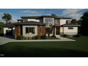Modern two-story home with stone and siding exterior at 2209 Paddstowe Main Way, Wake Forest, NC 27587
