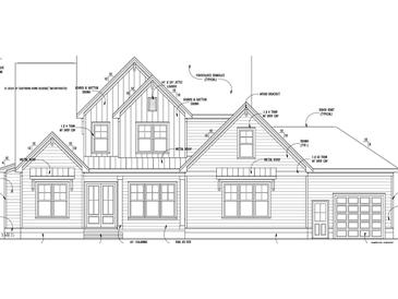 Architectural drawing of a two-story house with a gabled roof and front porch at 136 Slocum Dr, Wendell, NC 27591