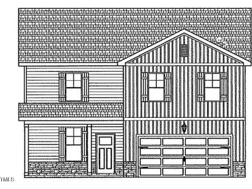 Two-story house with a front-facing garage and vertical siding at 55 Diamond Creek Dr, Zebulon, NC 27597