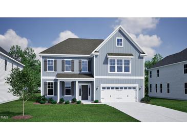 Two-story house with gray siding, white trim, and a two-car garage at 123 Hemlock Falls Trl # 187, Raleigh, NC 27603