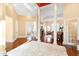 Foyer with high ceilings, hardwood floors, and views into the living room at 40002 Worth, Chapel Hill, NC 27517