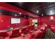 Basement home theater with screen and red leather recliners at 40002 Worth, Chapel Hill, NC 27517