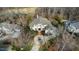 Aerial view showcasing home's architecture and landscaping at 40002 Worth, Chapel Hill, NC 27517
