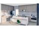 Modern kitchen with wood cabinets, blue tile backsplash, and an island at 809 Antoine Dr # 3, Durham, NC 27713