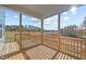 Wooden deck with railing offering scenic views of the surrounding landscape at 345 Sutherland Dr, Franklinton, NC 27525