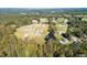 Community aerial view with pond, pool, and homes at 43 Laurel Knoll Dr, Pittsboro, NC 27312