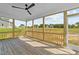 Relaxing screened porch with wooden decking and ceiling fan, overlooking backyard at 125 Cotton Fields Ln # 26, Fuquay Varina, NC 27526