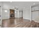 Living room with stone fireplace and hardwood floors at 188 Hillwood Dr, Sanford, NC 27332