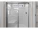 Shower with sliding glass door and window at 114 Hillwood Dr, Sanford, NC 27332