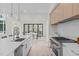 Modern kitchen with white cabinets, large island, and range at 1435 Duplin Rd, Raleigh, NC 27607