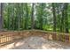 Wooden deck overlooking a wooded backyard with creek views at 204 Cardinal Ct, Oxford, NC 27565