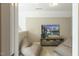 Relaxing bonus room featuring beanbag chairs and a large screen TV at 3455 Piedmont Dr, Raleigh, NC 27604