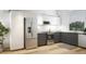 Modern kitchen with stainless steel appliances and dark gray cabinetry at 106 Broadway St # 101, Durham, NC 27701