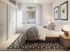 Bright bedroom with large windows, neutral decor, and a ceiling fan at 106 Broadway St # 101, Durham, NC 27701