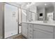 Elegant bathroom with double vanity and large shower at 449 Winding Creek Dr, Lillington, NC 27546