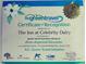 Certificate recognizing eco-friendly business practices at 144A Celebrity Dairy Way, Siler City, NC 27344