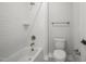 Clean bathroom with a bathtub, toilet and shower at 85 Harvest View Way, Franklinton, NC 27525