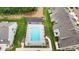 Aerial view of community pool with surrounding lounge chairs and landscaping at 816 Pryor St # 54, Mebane, NC 27302