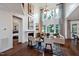 Bright living room with high ceilings, fireplace and hardwood floors at 4213 Burlington Mills Rd, Wake Forest, NC 27587