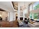 Spacious living room with hardwood floors, fireplace and high ceilings at 4213 Burlington Mills Rd, Wake Forest, NC 27587