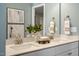 Double vanity bathroom with a large mirror and light gray walls at 156 Pinkie Ln, Garner, NC 27529