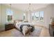 Bright bedroom with large windows and patterned wallpaper at 8916 Grand Highland Way, Wake Forest, NC 27587