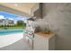 Outdoor kitchen with grill and marble at 8916 Grand Highland Way, Wake Forest, NC 27587
