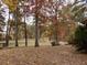 Autumn leaves blanket the backyard with mature trees at 3007 Old Raleigh Rd, Apex, NC 27502