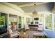 Relaxing outdoor patio with fireplace, comfortable seating, and sliding glass doors at 410 Firefly Overlook, Pittsboro, NC 27312