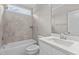 Full bathroom with tub, shower, and white vanity at 190 Whistlers Cv, Louisburg, NC 27549