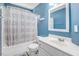 Full bathroom with shower/tub combo and white vanity at 221 Southerby Dr, Garner, NC 27529